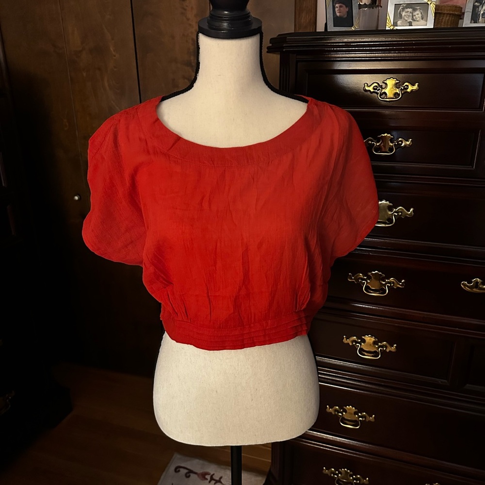 Band of the Free Cotton Cropped Orange Blouse - Size Large NWT